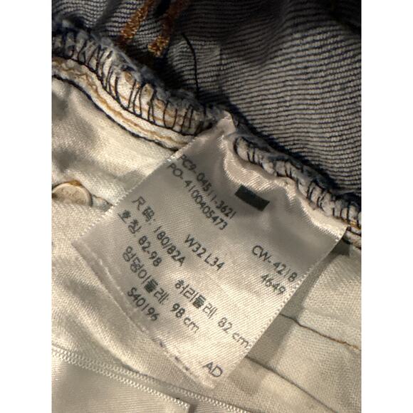 Levis 511 Jeans Mens 32x34 Blue Slim Fit Distressed Stretch Tapered Leg *FLAW* - Picture 5 of 13